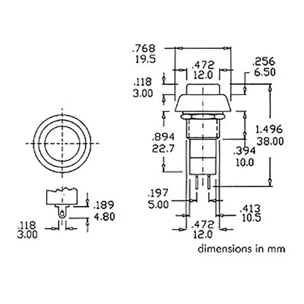 OFF/ON pushbutton switch 3A - Red - Image 3