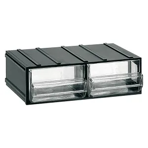 Modular Small-Parts Storage Unit 192x148x63 mm - 2 Transparent Drawers - Series 400