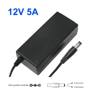 12 Volt - 5 A Power Supply - Plug 2.5 - 2.1