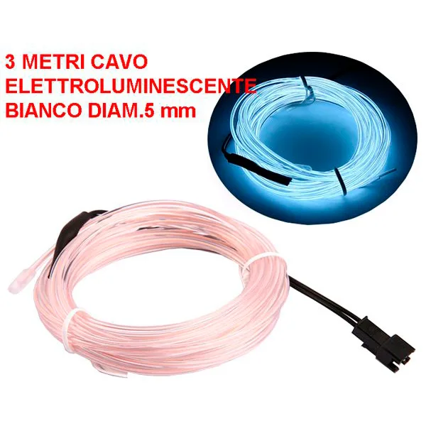 White electroluminescent wire - 3 metres / 5 mm - Image 1