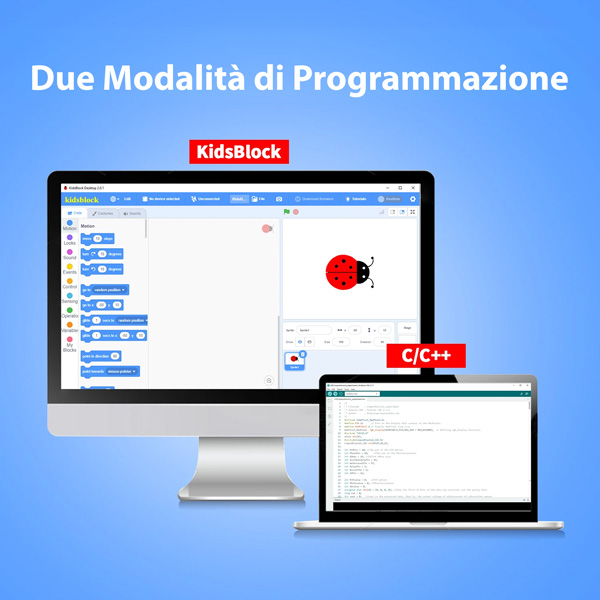 Programmable in C/C++ and KidsBlock