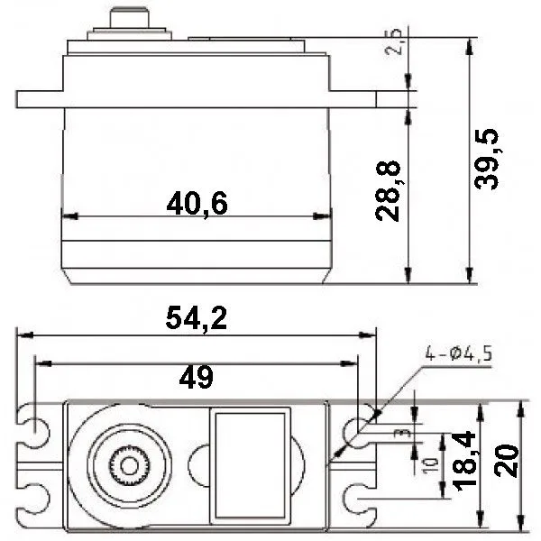 Servo motor 13 kg•cm, metal gears, 180° - Image 3