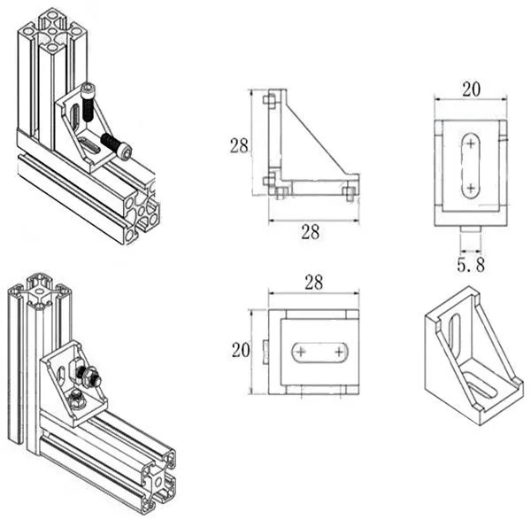 90° die-cast aluminium corner bracket - Image 4