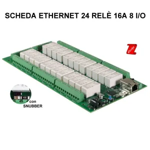 24-Relay 16 A Ethernet Board with 8 I/O Channels and Snubbers