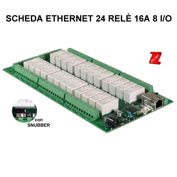 24-Relay 16 A Ethernet Board with 8 I/O Channels and Snubbers - Image 1