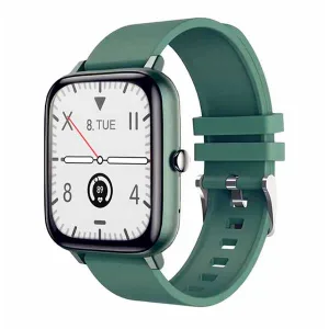 Health Smart Watch with Green Silicone Strap