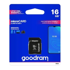 Micro SD HC 16GB Class 10 Card + Adapter