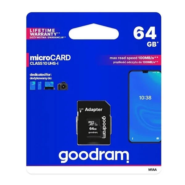 Micro SD HC card 64GB class 10 + adapter - Image 1
