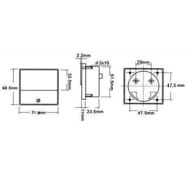 Analogue Panel Voltmeter 70x60mm - 30 VDC - Image 3