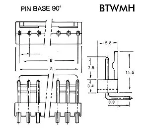 PCB Male Connector 4-way - 90°