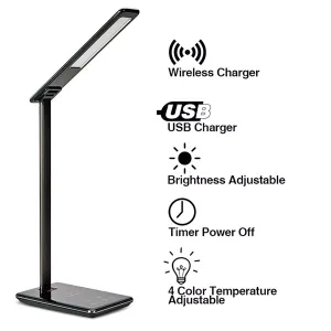 LED lamp with touch control and wireless smartphone charging