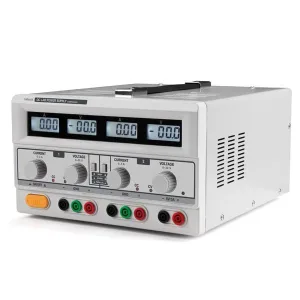 Linear bench power supply, 2 outputs 0-30 V/3 A and fixed output 5V/3 A