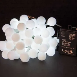 String Light with 60 White LED Bulbs - Battery Powered