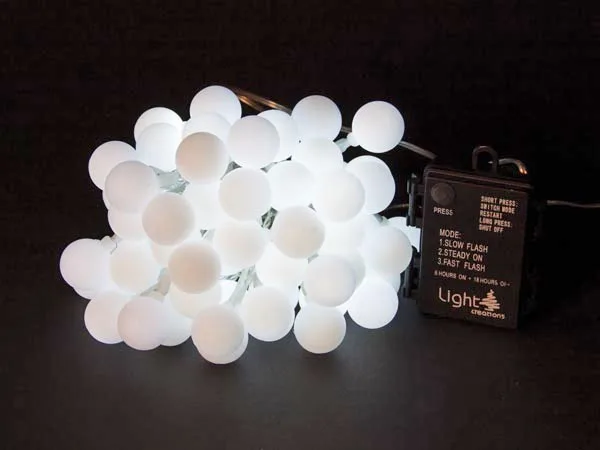 String Light with 60 White LED Bulbs - Battery Powered - Image 1