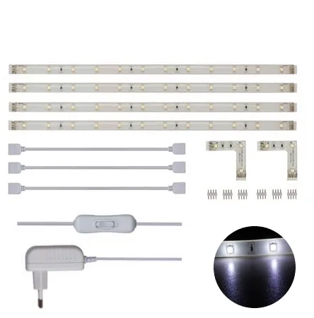 Set of 4 flexible LED strips with power supply - white - Image 1