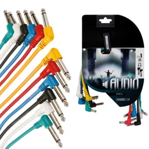 6 Mono 6.35 mm Jack Leads, 90° Right-Angle