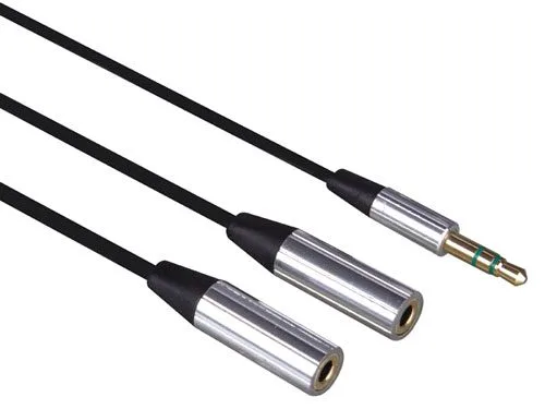 Flat cable with 1 male 3.5 mm stereo jack / 2 female 3.5 mm stereo jacks - 20 cm - Image 4