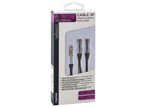 Flat cable with 1 male 3.5 mm stereo jack / 2 female 3.5 mm stereo jacks - 20 cm - Image 3