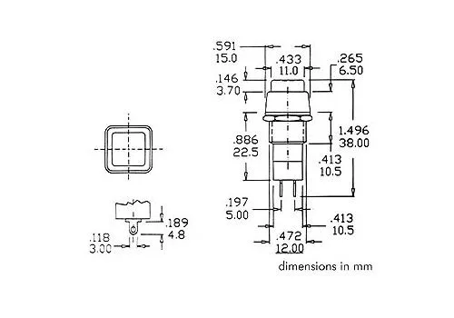 OFF-ON Pushbutton Switch 3A - Black - Image 3