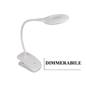 LED desk lamp with dimmer and clip mount