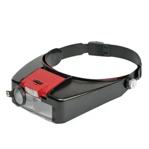 Head-mounted magnifying lens with LED light