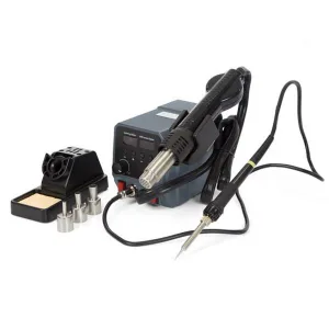 SMD soldering/desoldering station with hot air pencil and twin LCD display