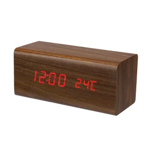 Wooden Clock - Digital Alarm Clock with Temperature and Calendar