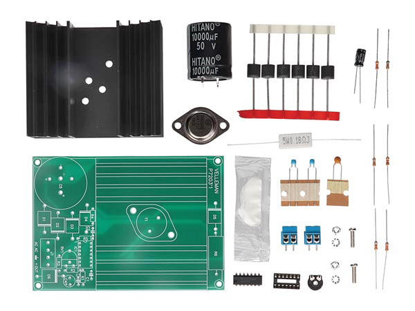 Whadda Regulated Power Supply Kit - Adjustable voltage 3-30V, 3A