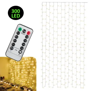 LED Curtain - 300 multi-effect lights with remote control