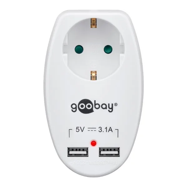 16 A Pass-Through Mains Socket with 2 USB Outputs, 3.15 A - Image 3