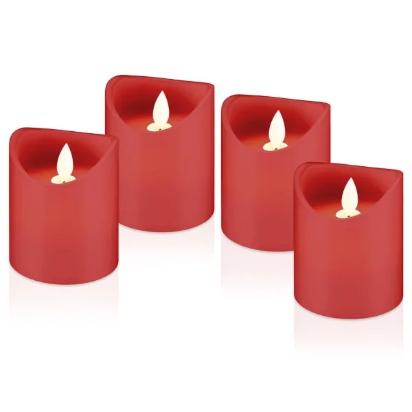 Set of 4 Red LED Candles in Real Wax - Image 1