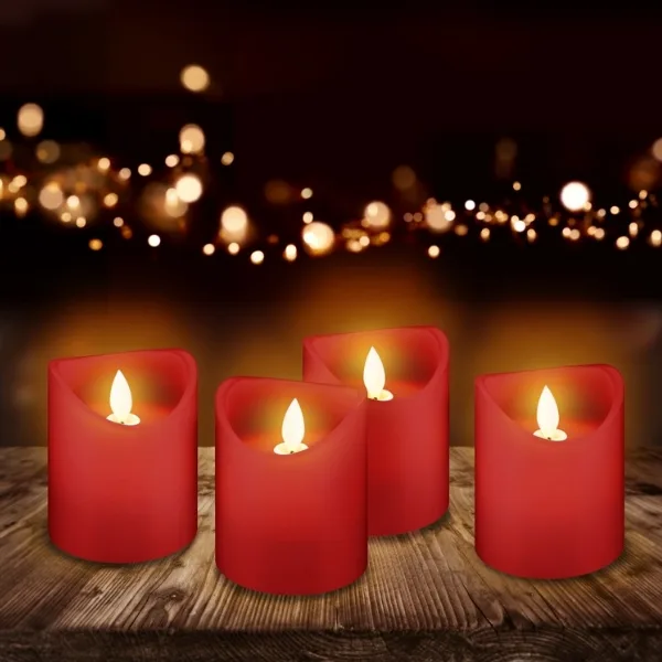 Set of 4 Red LED Candles in Real Wax - Image 5