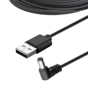 USB Cable with 90° 5.5 mm DC Plug - 5V Power from a USB Port, 1 metre