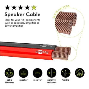 Red/black speaker cable 2x0.75 mm² - 10 metres