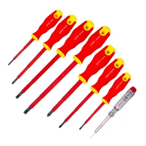 Set of 7 Insulated Screwdrivers + 1 Voltage Tester