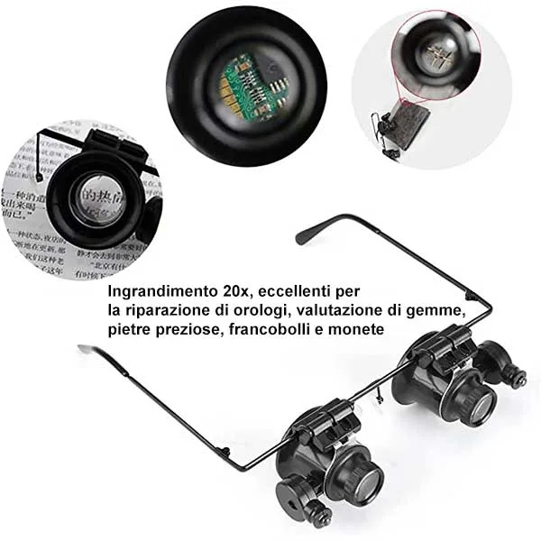 Binocular Magnifying Glasses 20X with twin LED illuminator - Image 4