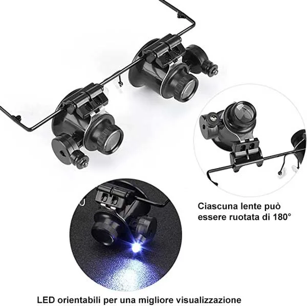 Binocular Magnifying Glasses 20X with twin LED illuminator - Image 5