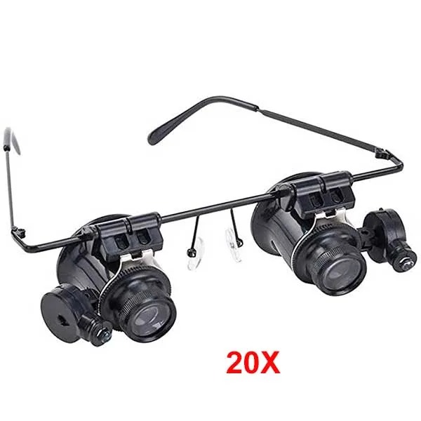 Binocular Magnifying Glasses 20X with twin LED illuminator - Image 1