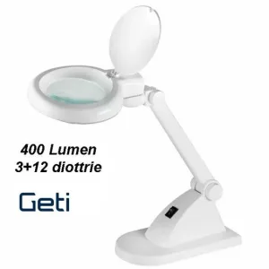 LED Magnifier Desk Lamp, 3+12 Dioptre Glass Lens