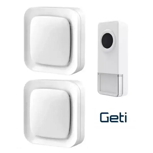 Wireless Doorbell Set with 2 Plug-in 230V Receivers and IP55 Waterproof Push Button - Image 1