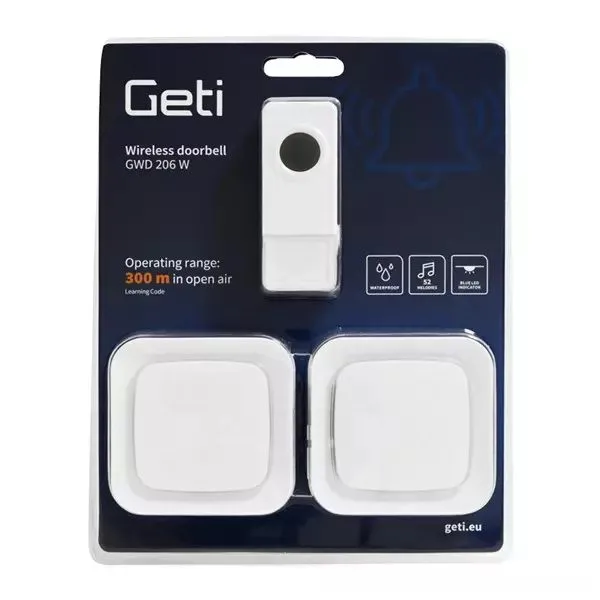 Wireless Doorbell Set with 2 Plug-in 230V Receivers and IP55 Waterproof Push Button - Image 3