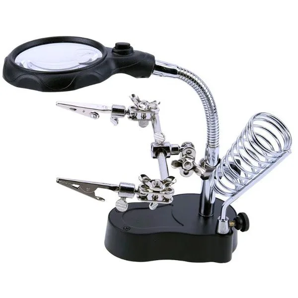 Helping Hand with Magnifier, Light and Soldering Iron Holder - Image 1