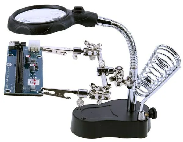 Helping Hand with Magnifier, Light and Soldering Iron Holder - Image 4
