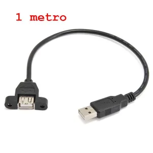 USB male to panel-mount female cable - 1 metre