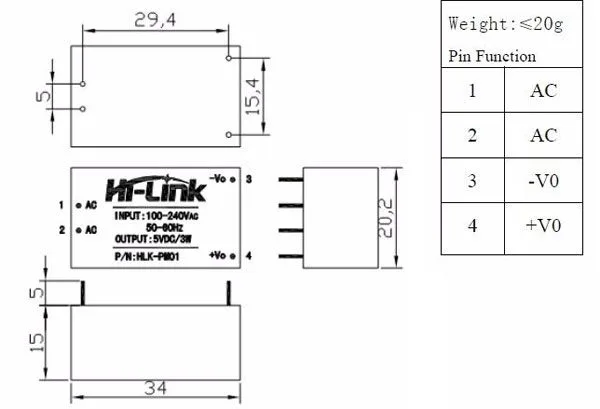 Power Supply Module 220 VAC to 5 VDC - 3 W - Image 3