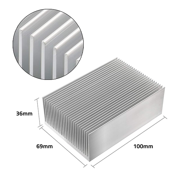 aluminium heatsink 100x69 - dimensions
