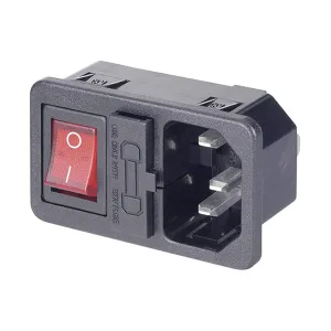 VDE Panel-Mount Recessed Socket 250 VAC with Illuminated Switch