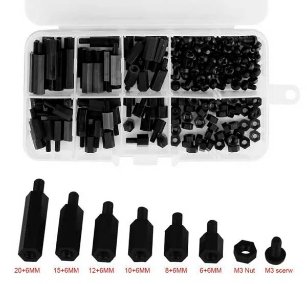 Box of 180 Nylon Spacers, Screws, and Nuts - Image 1