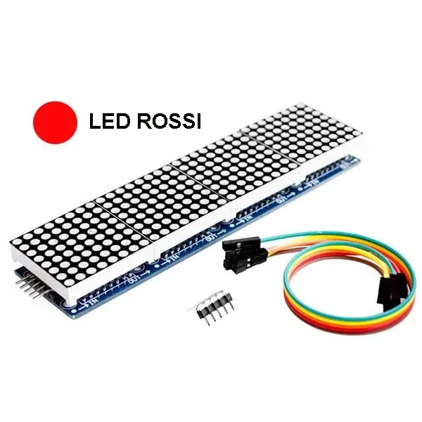 4 x 8x8 LED Matrix Display with MAX7219 - Red LEDs - Image 1
