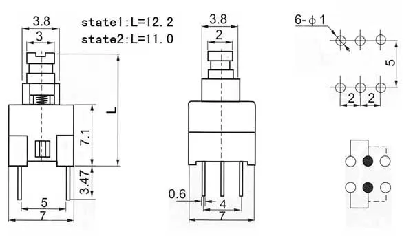 Mini PCB-Mount Pushbutton Changeover Switch - Image 3